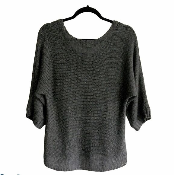 EILEEN FISHER Scoop Neck Metallic Sweater Grey M - Picture 2 of 4